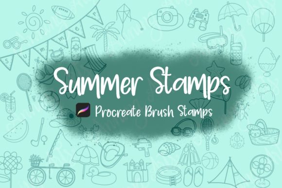 50 Summer Procreate Brush Stamps for iPad