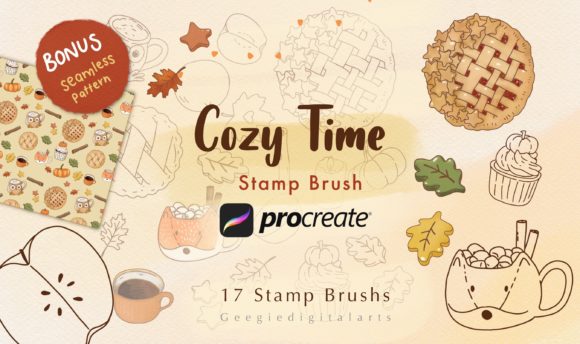 Cozy Time Stamp Brushes for Procreate