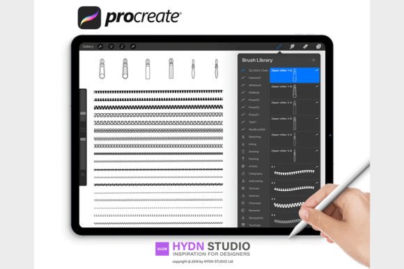 Elevating Digital Fashion Design with the Zip Chain Stitch Brush Set for Procreate