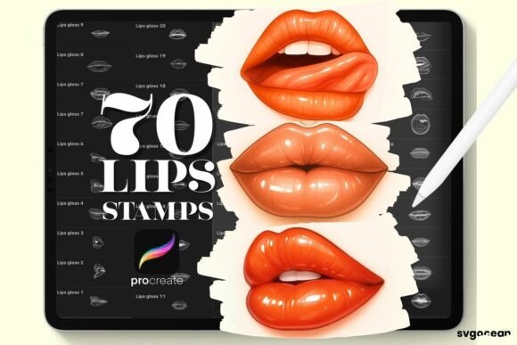 Lips Procreate Stamps for Digital Artists