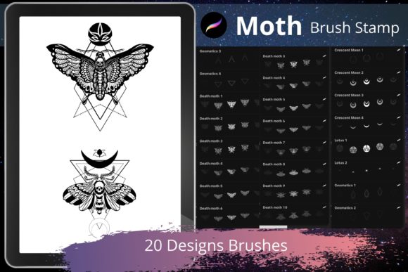 Unlocking Nature’s Intricacy with Procreate Stamp Brushes: Moth Geomatics